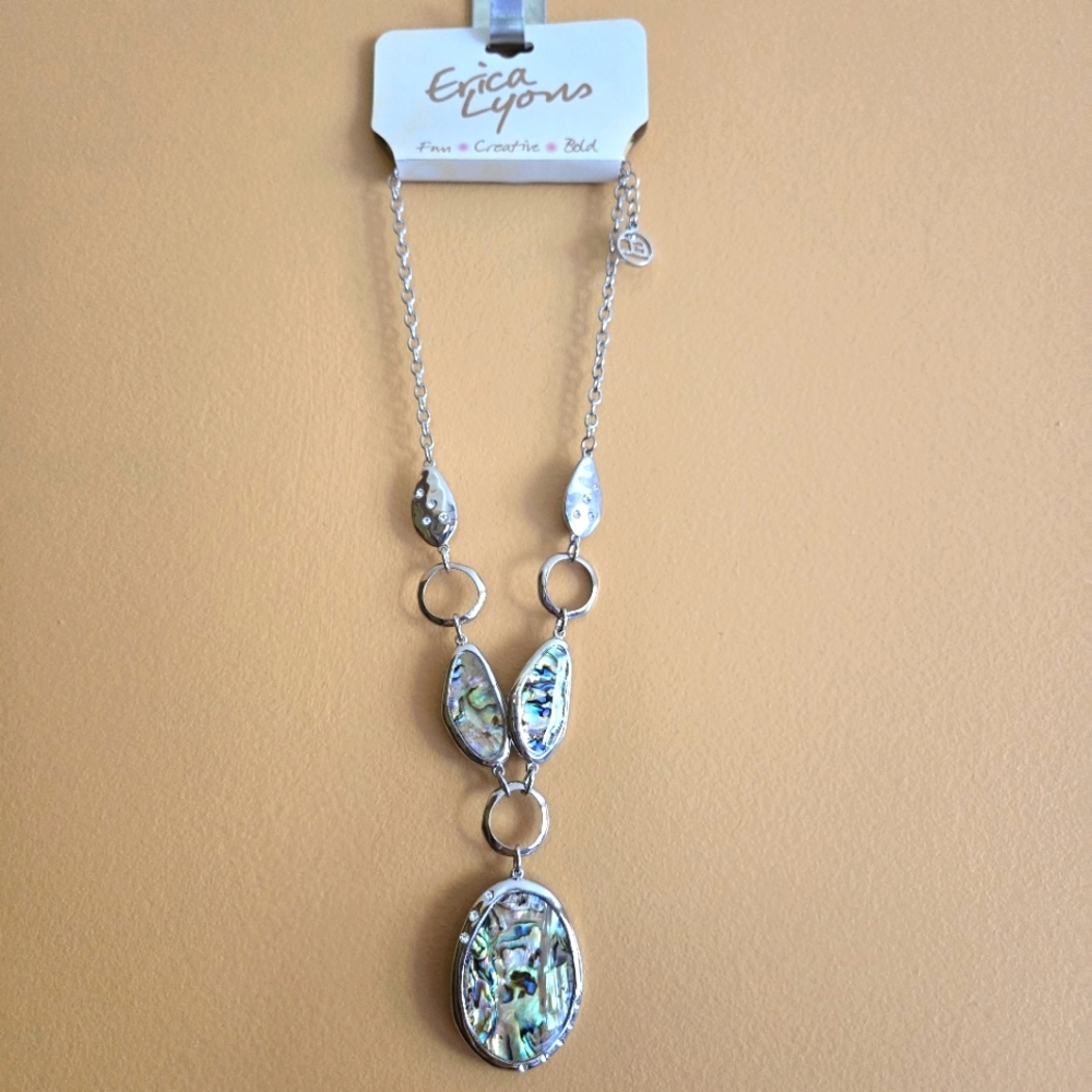 Erica Lyons Abalone NWT Crystal Statement Necklace